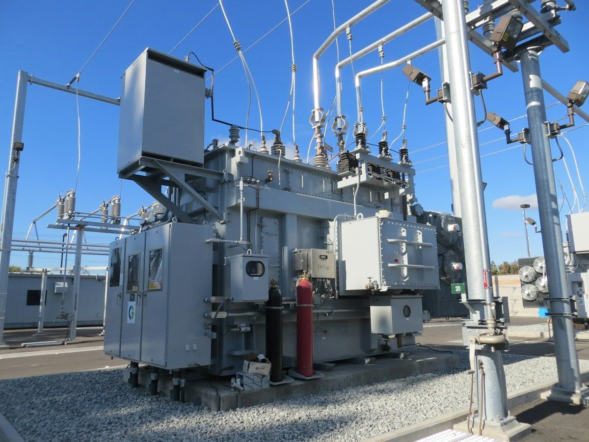 Electrical substation and transmission infrastructure representing the UK electricity grid